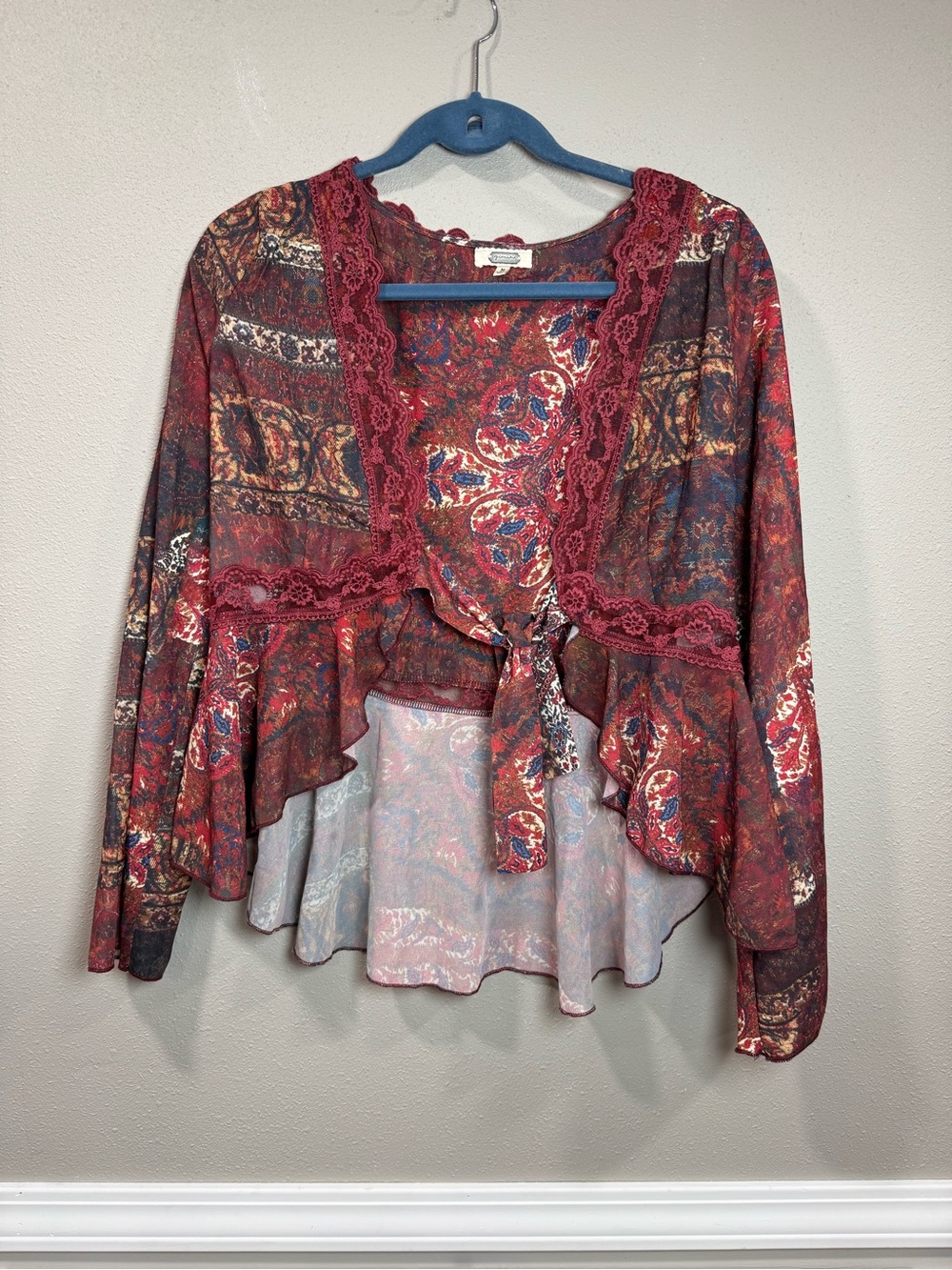 Gimmicks Front Tie Ruffle Top - Picture 6 of 10